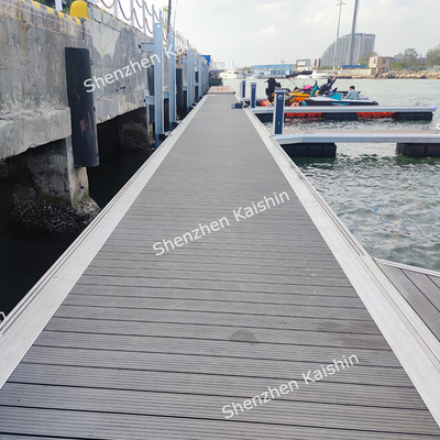 Welded Aluminum Alloy Floating Pontoons Marina Yacht Floating Dock With WPC Decking